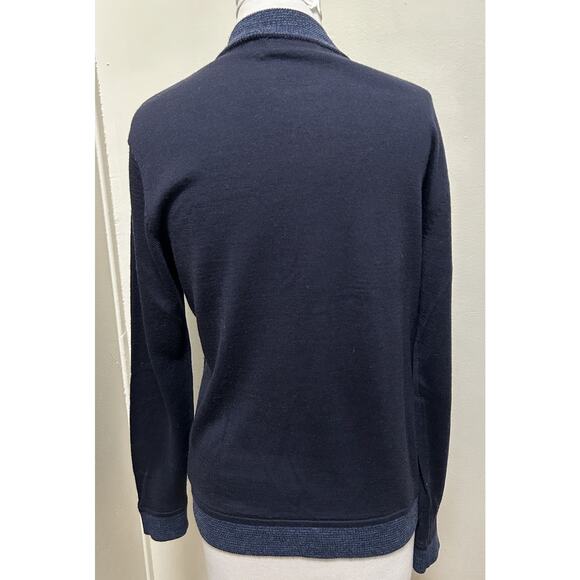 Calvin Klein European Yarn Navy Zip Up Sweater Jacket Merino Wool - Size S - Picture 3 of 5